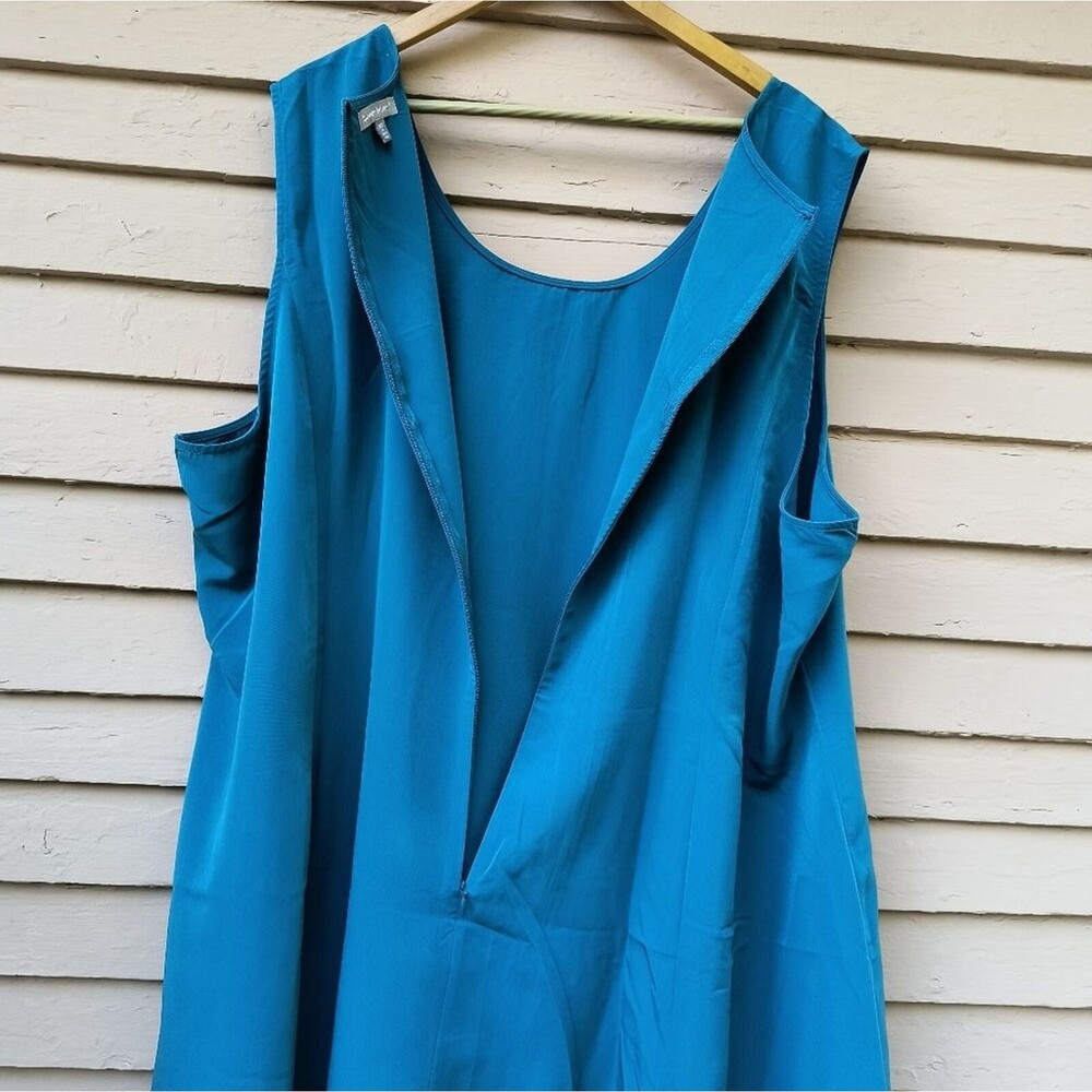 Woman Within Teal Blue Two-Piece Button Front Dress Set - Picture 8 of 13